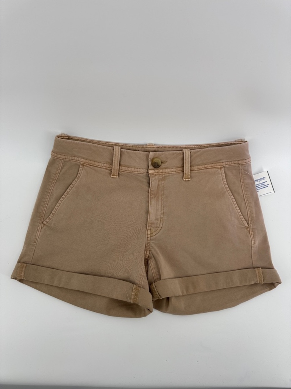 American Eagle Outfitters Women's Midi Super Stretch Tan Roll-Cuff Shorts Sz 6